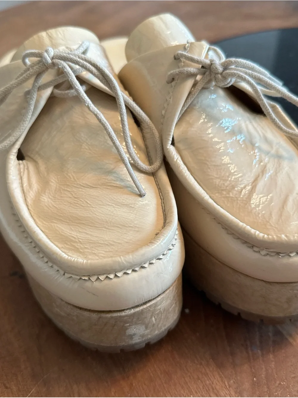 Rachel Comey Cream Leather Platform Clog Mules with Lug Sole - Picture 6 of 6
